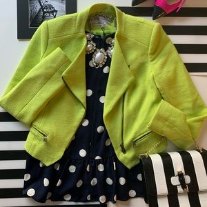 (New) Zara Neon Moto Cotton Jacket